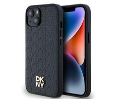 DKNY PU Leather Repeat Pattern Stack Logo Magsafe Zadní Kryt pro Apple iPhone 14 černá