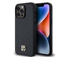 DKNY PU Leather Repeat Pattern Stack Logo Magsafe Zadní Kryt pro Apple iPhone 13 Pro Max černá