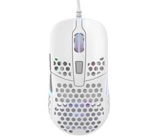 XTRFY M42 RGB bílá / herní myš / optická / 16000DPI / 6 tlačítek / RGB / 2 velikosti / USB / 1.8m