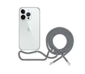 Epico Transparentní kryt se šňůrkou pro iPhone 14 Pro Max černo-bílá
