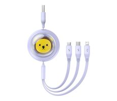 Baseus Cute & Powerful Nabíjecí USB-A kabel 3v1 1.1m fialová / 1x USB-C (M) / 1x microUSB (M) / 1x Lightning (M) 