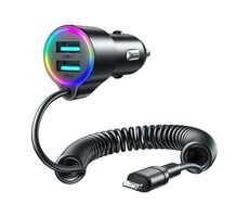 Joyroom JR-CL25 černá / Nabíječka do auta / 2x USB + kabel Lightning (M) 