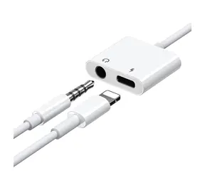 Joyroom S-Y104 Audio adaptér Lightning (M) - Jack 3.5 mm + Lightning (F) 1.5A bílá 