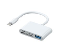 Joyroom S-H142 Adaptér Lightning (M) na USB-A + USB-C + čtečka karet SD + microSD bílá 