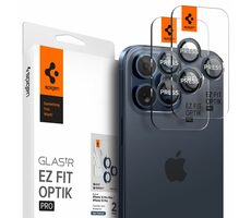 Spigen Glass tR EZ Fit Optik Pro ochranné sklo na fotoaparát pro Apple iPhone 15 Pro & 15 Pro Max 2ks modrá