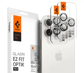 Spigen Glass tR EZ Fit Optik Pro ochranné sklo na fotoaparát pro Apple iPhone 15 Pro & 15 Pro Max 2ks bílá