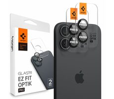 Spigen Glass tR EZ Fit Optik Pro 2 Pack ochranné sklo fotoaparátu pro Apple iPhone 16 & 16 Plus černá
