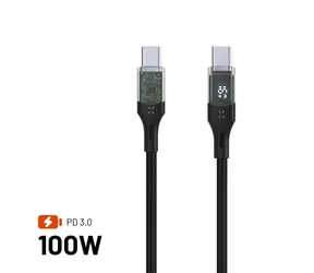 FIXED Kabel s displejem USB-C/USB-C PD 2m USB 2.0 100W černý