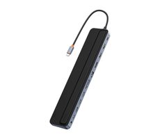 Baseus EliteJoy G2 USB-C rozbočovač 12v1 šedá / HDMI / USB-A / USB-C / RJ-45 / 3.5mm jack / SD/TF / PD