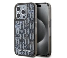 Karl Lagerfeld Liquid Glitter Monogram Gradient Zadní Kryt pro Apple iPhone 15 Pro Max černá