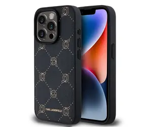 Karl Lagerfeld PU Karl Heads Pattern Magsafe Zadní Kryt pro Apple iPhone 15 Pro Max černá
