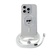 Karl Lagerfeld IML Crossbody Choupette Head MagSafe Zadní Kryt pro Apple iPhone 15 Pro Max čirá