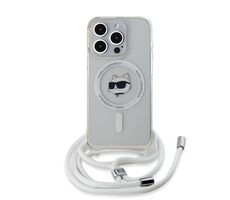 Karl Lagerfeld IML Crossbody Choupette Head MagSafe Zadní Kryt pro Apple iPhone 15 Pro čirá