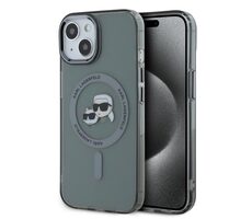 Karl Lagerfeld IML K&CH Heads Metal Frame MagSafe Zadní Kryt pro Apple iPhone 15 černá