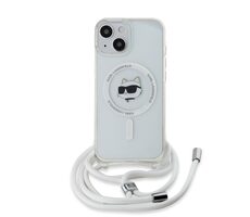 Karl Lagerfeld IML Crossbody Choupette Head Magsafe Zadní Kryt pro Apple iPhone 15 čirá