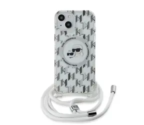 Karl Lagerfeld IML Monogram Crossbody K&CH Heads MagSafe Zadní Kryt pro Apple iPhone 15 čirá