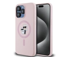 Karl Lagerfeld Liquid Silicone Karl and Choupette Magsafe Zadní Kryt pro Apple iPhone 14 Pro Max růžová