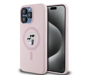 Karl Lagerfeld Liquid Silicone Karl and Choupette Magsafe Zadní Kryt pro Apple iPhone 14 Pro Max růžová