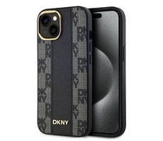 DKNY PU Leather Checkered Pattern Magsafe Zadní Kryt pro Apple iPhone 15 černá