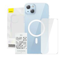 Baseus ARSJ011102 Crystal Series MagSafe pouzdro pro Apple iPhone 14 Plus čirá / + tvrzené sklo