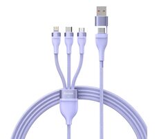Baseus CASS030105 Flash Series 2 3v1 USB-C - microUSB & USB-C & Lightning (100W) 1.2m fialová
