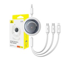 Baseus P10368700211-01 Rychlonabíjecí kabel 3v1 USB-A - microUSB & USB-C & Lightning (3.5A) 1.1m bílá