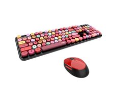 MOFII Sweet 2.4G černo-červená / Set bezdrátové klávesnice + myši / US layout / 2.4Ghz USB dongle / 1600DPI 