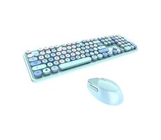 MOFII Sweet 2.4G modrá / Set bezdrátové klávesnice + myši / US layout / 2.4Ghz USB dongle / 1600DPI 