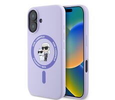 Karl Lagerfeld Liquid Silicone Karl and Choupette MagSafe Zadní Kryt pro Apple iPhone 16 fialová