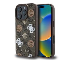 Guess PU 4G Peony MagSafe Zadní Kryt pro Apple iPhone 16 Pro hnědá