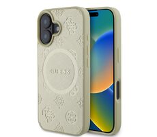 Guess Saffiano Peony Stamp MagSafe Zadní Kryt pro Apple iPhone 16 zlatá