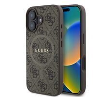 Guess PU Leather 4G Colored Ring MagSafe Zadní Kryt pro Apple iPhone 16 hnědá