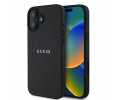 Guess PU Grained Classic Logo MagSafe Zadní Kryt pro Apple iPhone 16 černá