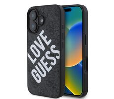 Guess PU Leather 4G Big Love Logo MagSafe Zadní Kryt pro Apple iPhone 16 černá