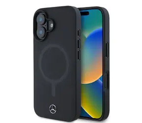 Mercedes Smooth Leather MagSafe Zadní Kryt pro Apple iPhone 16 černá