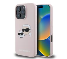 Karl Lagerfeld Liquid Silicone Double Heads MagSafe Zadní Kryt pro Apple iPhone 16 Pro růžová