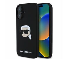 Karl Lagerfeld Liquid Silicone Karl Head MagSafe Zadní Kryt pro Apple iPhone 16 černá