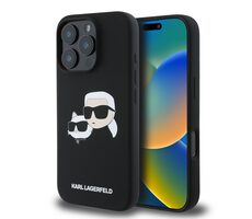 Karl Lagerfeld Liquid Silicone Double Heads MagSafe Zadní Kryt pro Apple iPhone 16 Pro černá