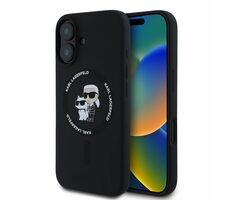 Karl Lagerfeld Liquid Silicone Karl and Choupette MagSafe Zadní Kryt pro Apple iPhone 16 černá