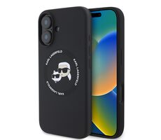 Karl Lagerfeld Liquid Silicone K&CH Heads MagSafe Zadní Kryt pro Apple iPhone 16 černá
