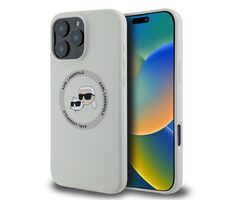 Karl Lagerfeld Liquid Silicone K&CH Heads MagSafe Zadní Kryt pro Apple iPhone 16 Pro béžová