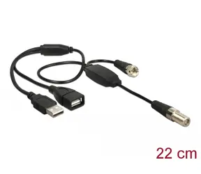 Delock Anténní kabel F Jack > F Plug napájení 5 V přes USB 22 cm