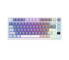 Royal Kludge RKM75 RGB stříbrné klávesy modrá / Bezdrátová klávesnice / mechanická / 2.4GHz & BT & USB / US Layout