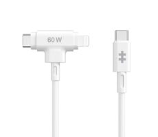Hyper HyperJuice Nabíjecí hybridní kabel Silicone 60W USB-C (M) - Lightning 1.5m bílá