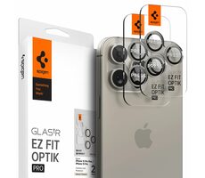 Spigen Glass tR EZ Fit Optik Pro Ochranná skla čoček fotoaparátů pro Apple iPhone 15 Pro/15 Pro Max přírodní titan 2ks