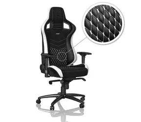 noblechairs EPIC Real Leather černo-bílá / Herní židle / kůže / nastavitelná / pojezdová kolečka / nosnost 120 kg 