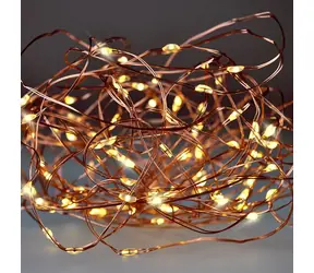 Solight 1V56-WW vánoční řetěz měděný / 50x mini LED / 3x AA / teplé světlo / 5m