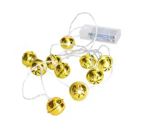 Solight 1V272 LED vánoční řetěz rolničky zlatá / 10x LED / 2x AA / 1.5m