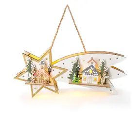 Solight 1V278 LED vánoční kometa dřevěná / 10x LED / 2x AA / 30cm