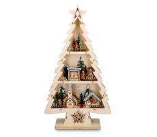 Solight 1V283 LED dřevěný vánoční stromek s dekoracemi